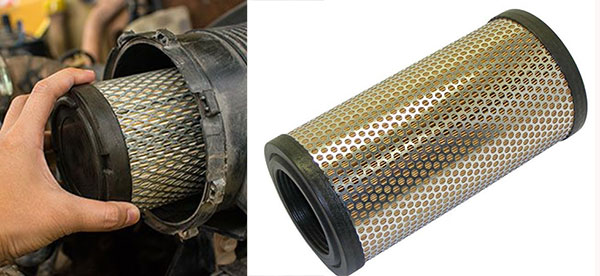 Cận cảnh lọc gió bẩn và lọc mới của xe xúc lật
