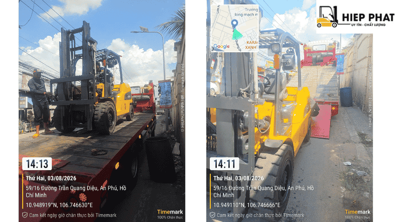Khách hàng đặt xe nâng theo giờ tại đơn vị Hiệp Phát